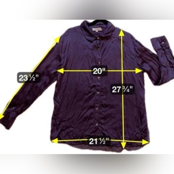 Michael Stars Plum Button-Front Blouse Quiet Luxury‎ Officecore Jewelcore Size M - Picture 7 of 10